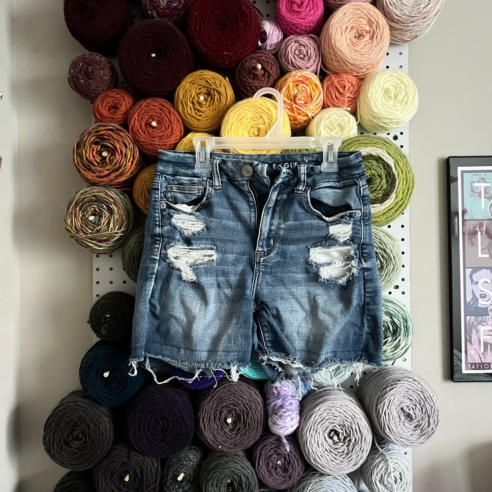 American Eagle Outfitters Ripped Blue Jean Shorts